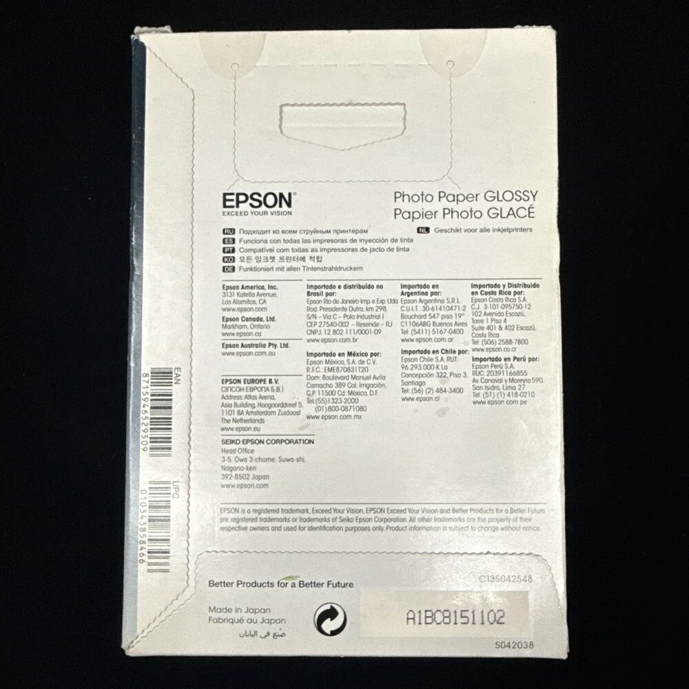 Epson Glossy Photo Paper 4IN x 6IN Inkjet 100 Sheets NEW
